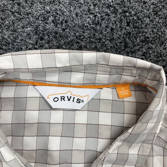 Orvis Teal Shirt Button Checkered Roll-Tab Sleeves #2TK9 Shirt Size Large - Picture 6 of 8